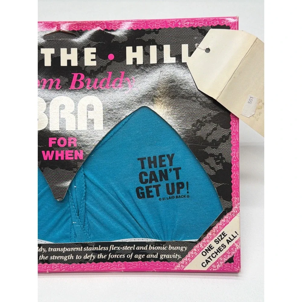 Vintage 1991 Over The Hill Bosom Buddy Bra Novelty Gag Gift Teal Blue NIB